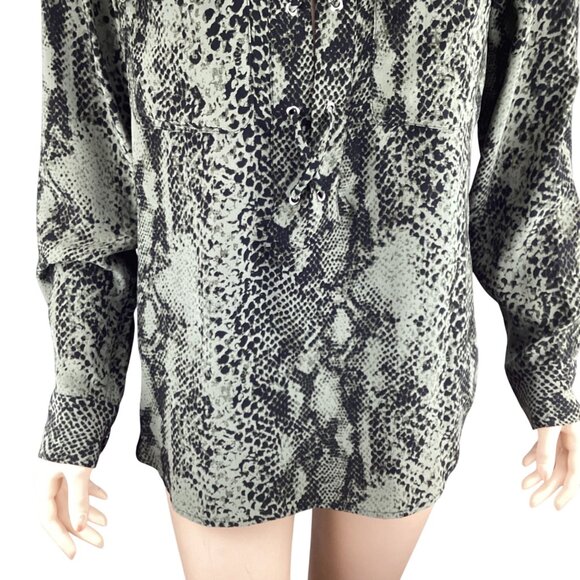 Equipment Femme Top Size XS Xsmall Snake Print Silk Blouse Button-Up Long Sleeve - Picture 5 of 8